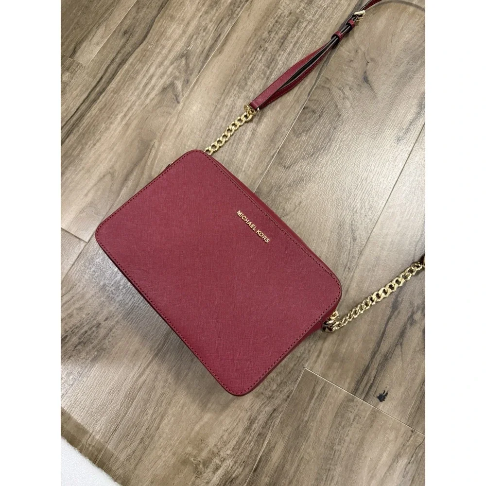 Michael Kors Jet Set Travel East West LG Crossbody Bag Leather BRICK Rare